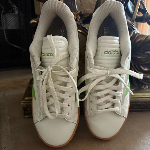 Adidas Womens Grand Court Alpha Lace Up Sneakers Casual Off White Green Size 8.5 - Picture 8 of 16